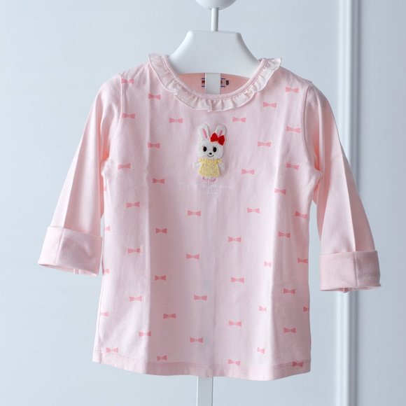 [4-6y] Miki House Long Sleeves Bows Print Top - Picture 1 of 4
